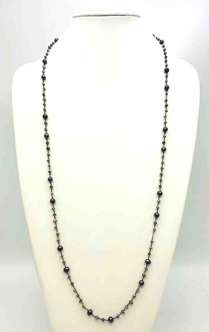 Purple White Sterling Silver Pearl ss Necklace