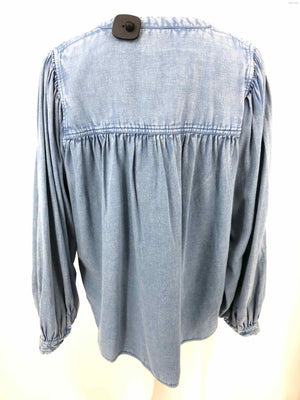 ZADIG & VOLTAIRE Lt Blue Chambray Made in India Billowy Sleeves Longsleeve Top