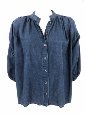 CLOSED Blue Cotton Denim Puff Sleeves Size SMALL (S) Top