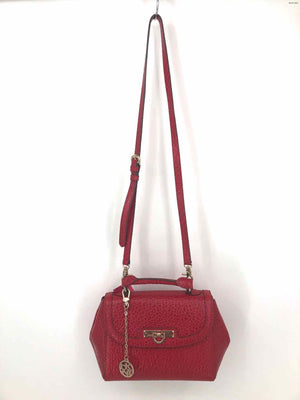 DKNY Red Pebbled Leather Pre Loved Crossbody Satchel Purse