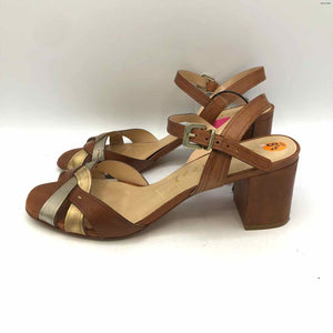 VICENZA Tan Silver & Black Leather Sandal Made in Brazil Heels Shoes