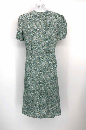 HVN Green White Silk Print Size 6  (S) Dress