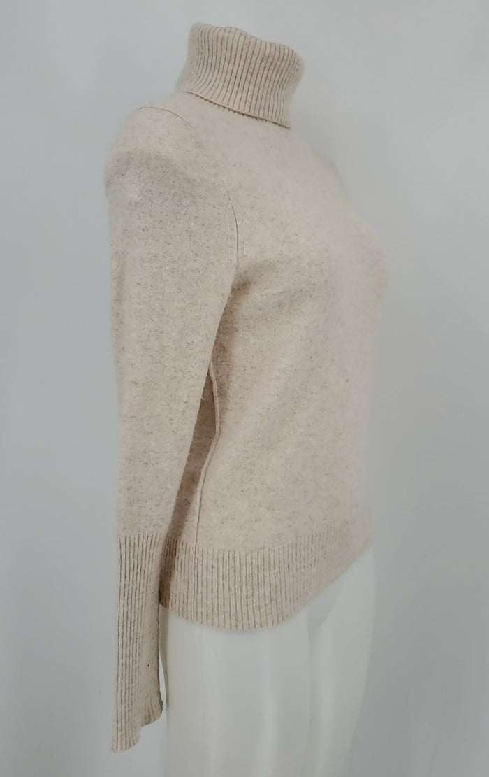 AQUA Beige Cashmere Turtleneck Size SMALL (S) Sweater