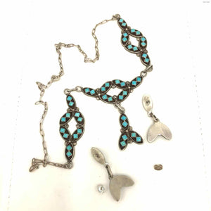 Turquoise Sterling Silver Native American SS Necklace set