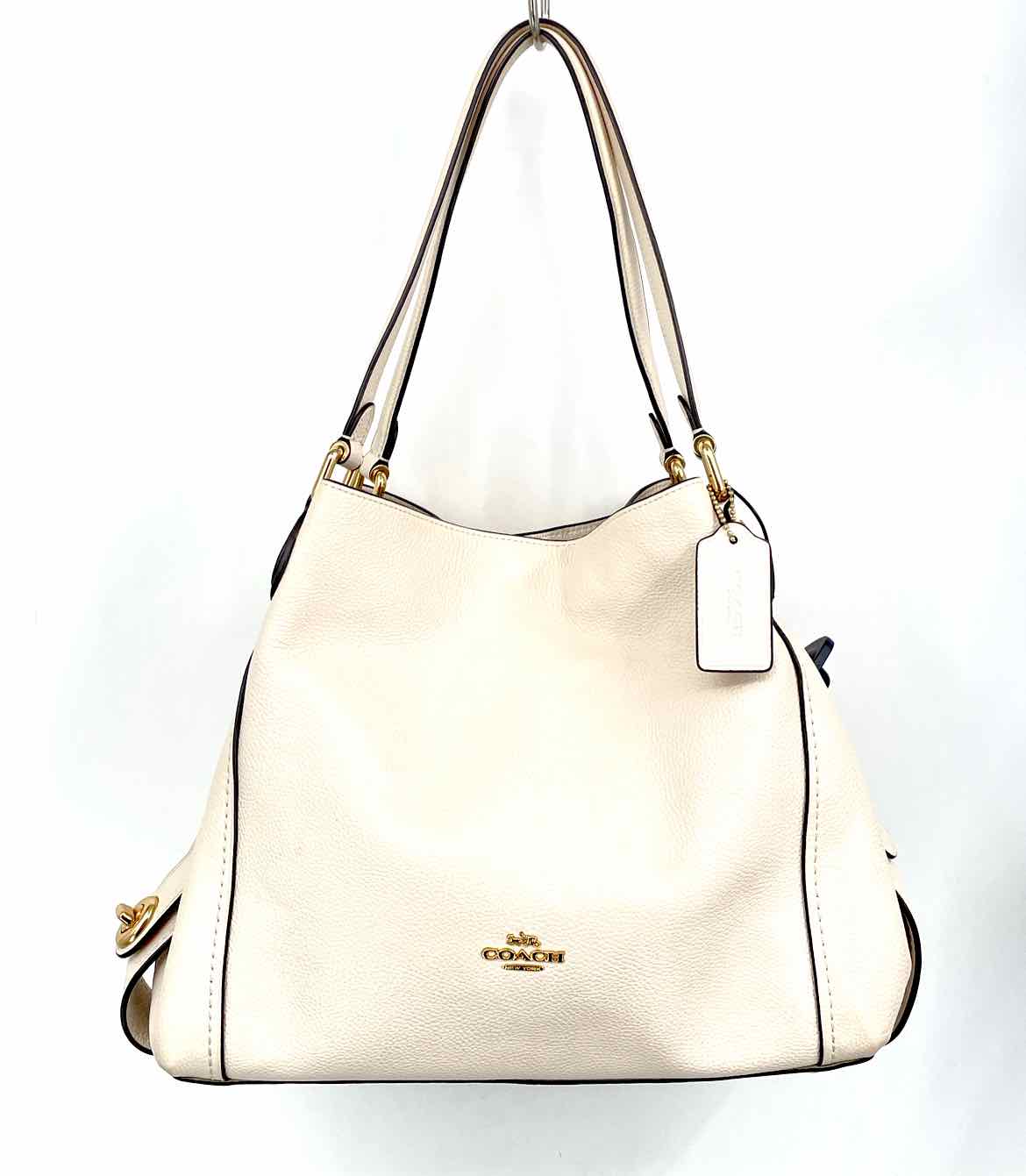 COACH Ivory Pebbled Leather Pre Loved Shoulder Bag Purse – ReturnStyle