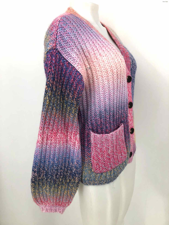 BB DAKOTA STEVE MADDEN Pink & Purple Blue Multi Woven Cardigan Sweater