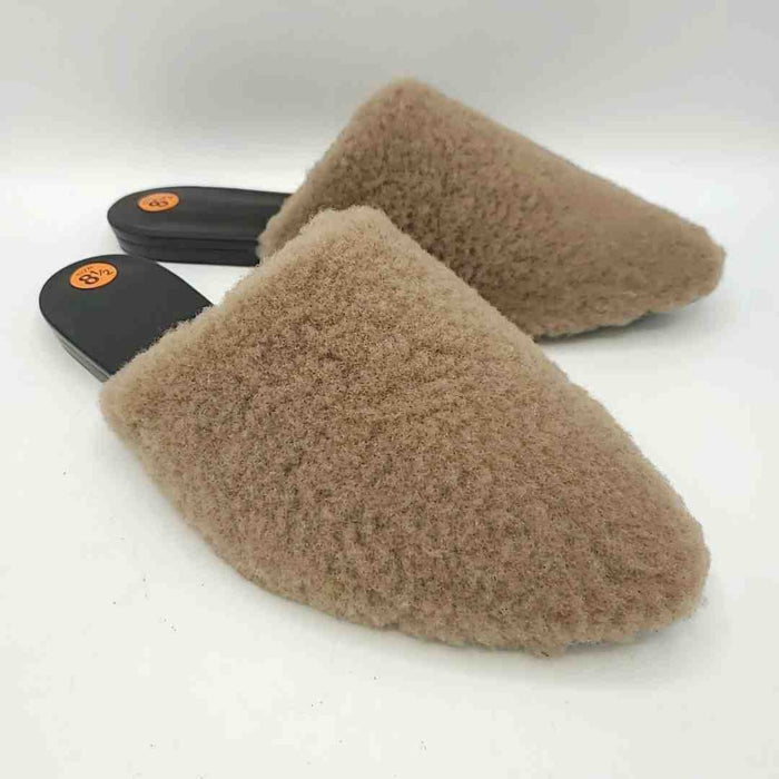 JENNI KAYNE Tan Shearling Made in Italy Slip on Mule Shoes