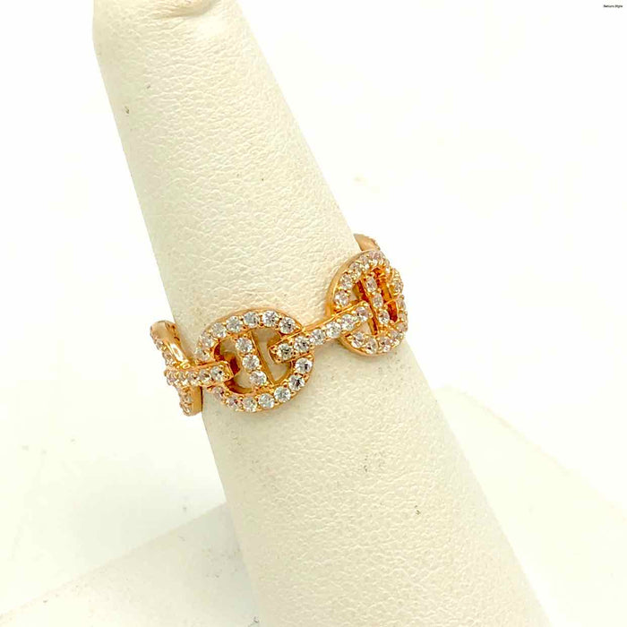 Rose Gold Sterling Silver Crystal Pave SZ 7 Ring SS