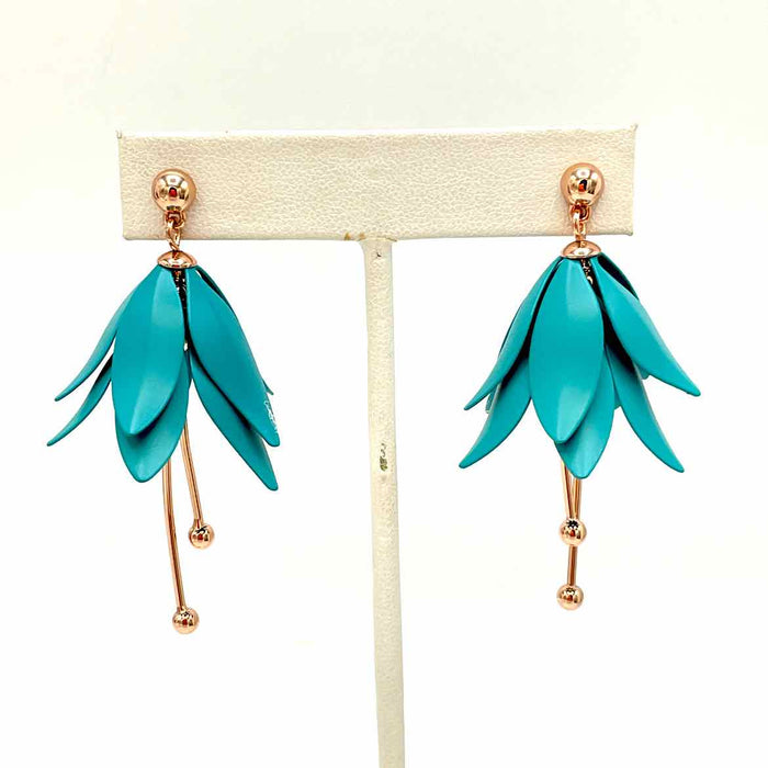 TED BAKER Turquoise Rose Gold Flower Dangle Earrings
