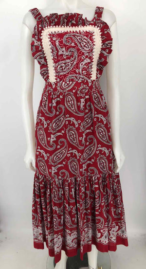 SEA NEW YORK Red Beige Paisley Open Back Size 2  (XS) Dress
