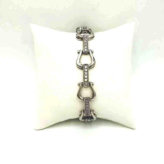 Clear Sterling Silver Horse Bit ss Bracelet