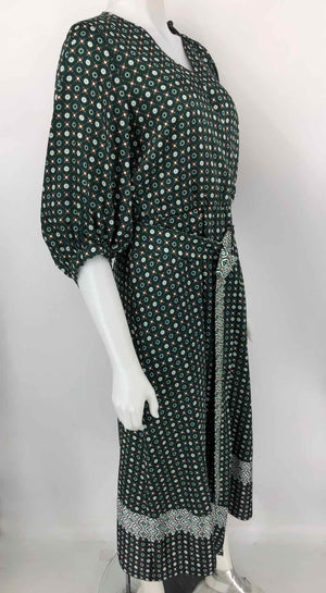 MARELLA Hunter Green White Multi Print Short Sleeves Size MEDIUM (M) Dress