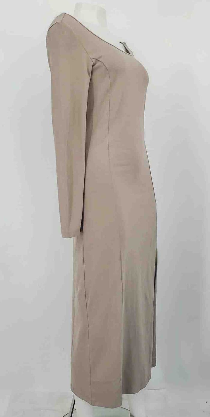 NATION Tan Cotton Animal Print Longsleeve Size SMALL (S) Dress