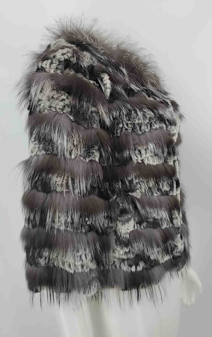 DIANA ROSH Gray Fur Hook & Eye Closure Women Size X-SMALL Jacket