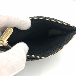 SEZANE Black Leather Woven Card Holder Wallet