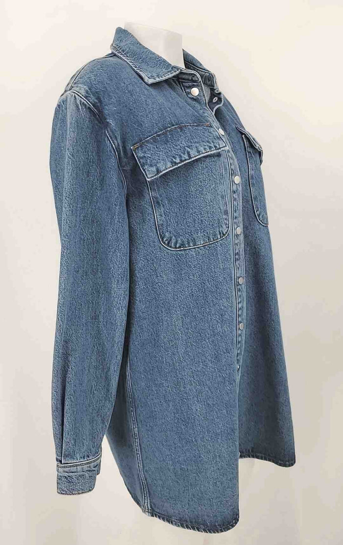 FRAME Lt Blue Cotton Denim Snap Butttons Shirt Dress Jacket