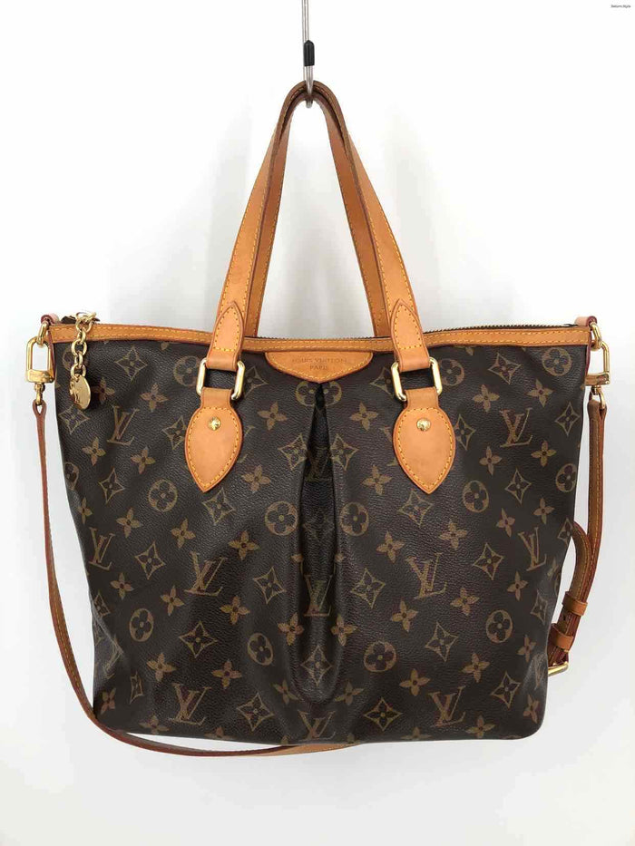 LOUIS VUITTON Brown Tan Coated Canvas Leather Trim Pre Loved AS IS Satchel Purse