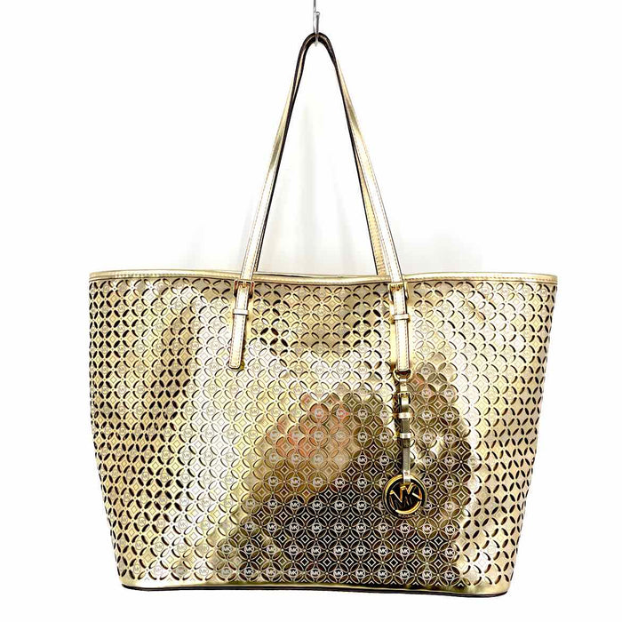 MICHAEL KORS Gold Patent Leather Perforated Tote Purse