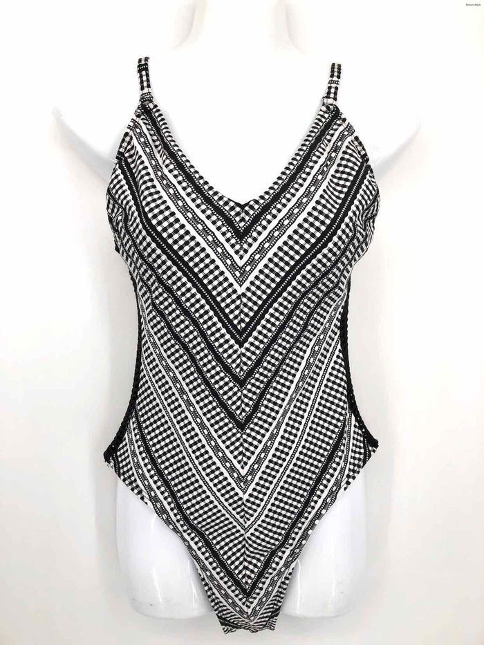 ROBIN PICCONE Black White Size MEDIUM (M) Eyelet Halter Swimsuit