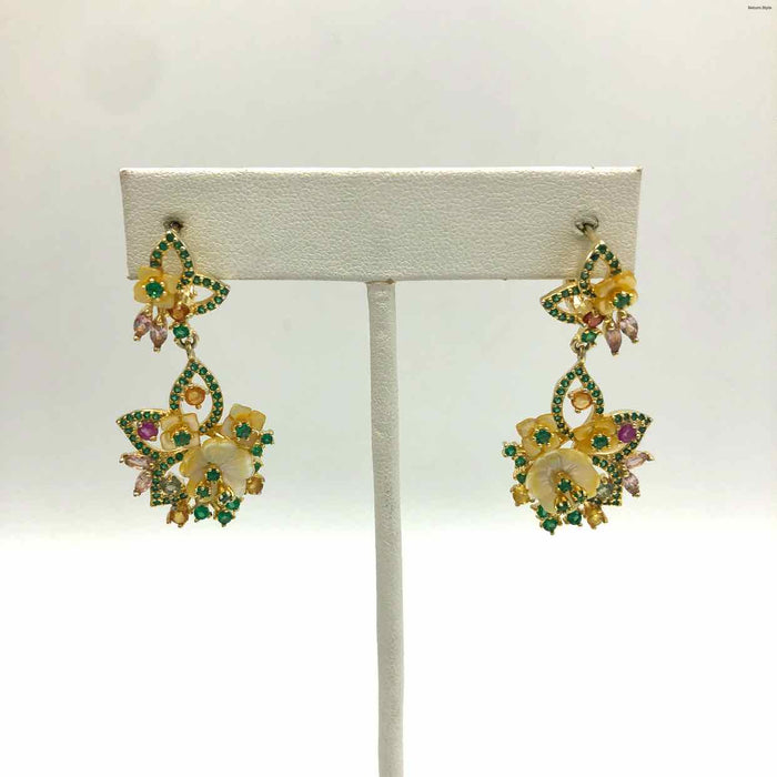 Green Yellow Multi Gold Plate Sterling Silver ss Earrings