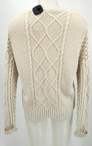 EVEREVE Beige Cotton Cable knit Cardigan Size SMALL (S) Sweater