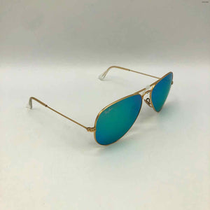 RAY BAN Gold Iridescent Mirrored Aviator Sunglasses w/case