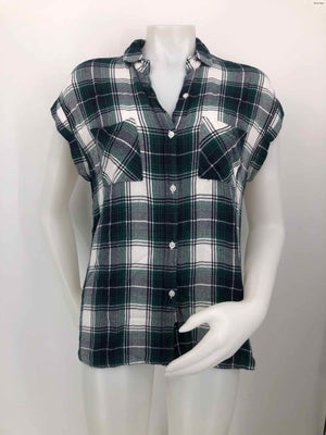 RAILS Green Navy & White Plaid Short Sleeves Size SMALL (S) Top