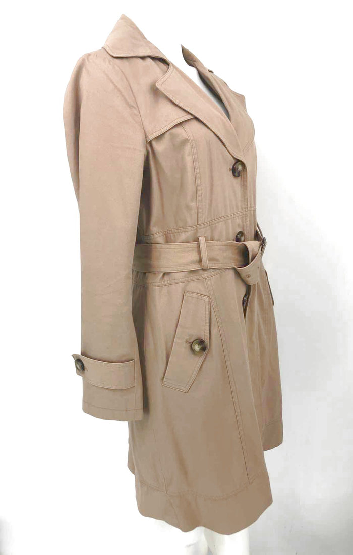 KENNETH COLE Khaki Cotton w/belt Trench Coat Women Size LARGE  (L) Jacket