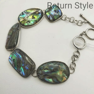 Iridescent Sterling Silver Abalone Circle ss Bracelet