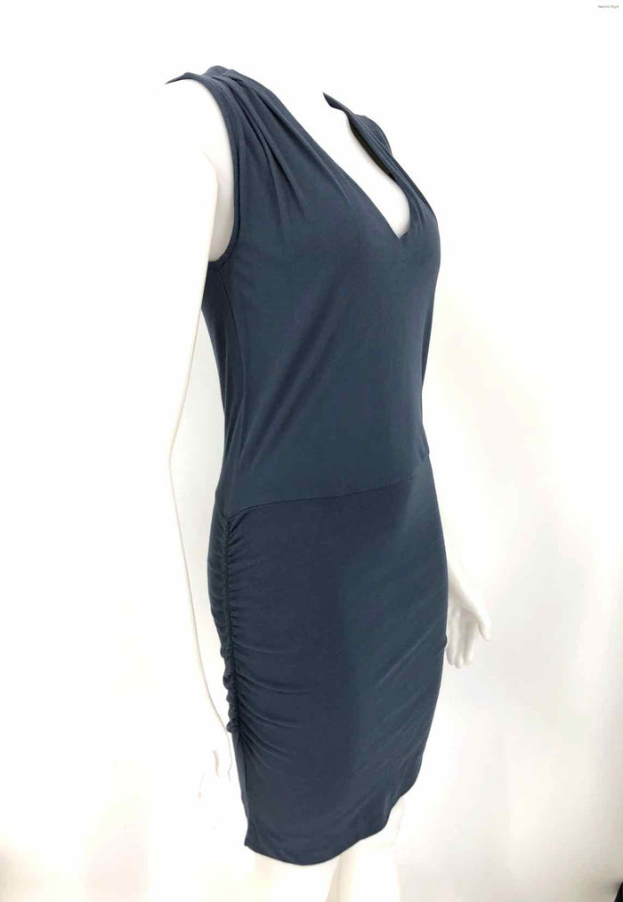 MONROW Blue Gray Cotton Blend Gathered Sleeveless Size X-SMALL Dress