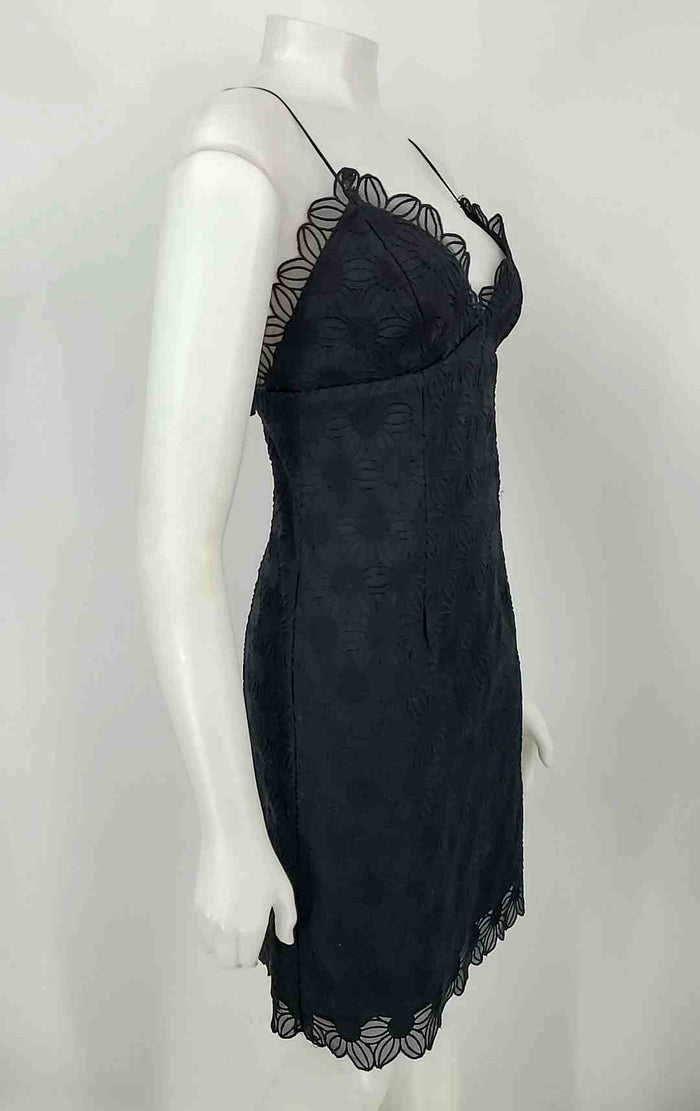 MILLY Black Embroidered Spaghetti Strap Size 2  (XS) Dress