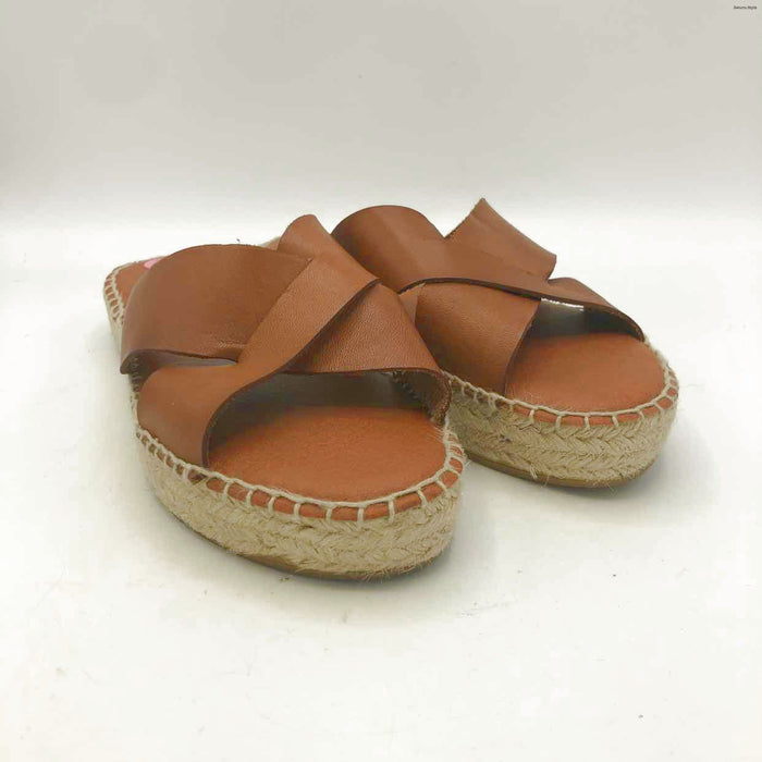 PASEART Tan Beige Leather Upper Made in Spain Criss Cross Sandal Sandals