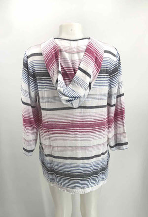 TOMMY BAHAMA White Blue Multi Striped Longsleeve Size X-SMALL Top