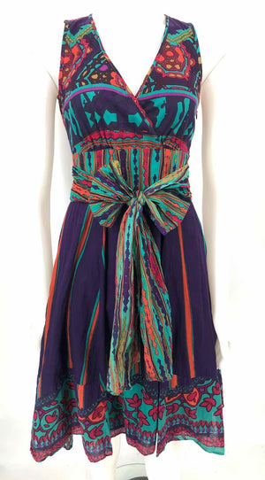 RITU KUMAR Purple Multi-Color Print Maxi Length Size X-SMALL Dress