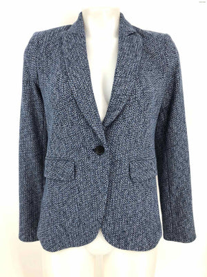 VERONICA BEARD Blue White & Black Knit Longsleeve Blazer Jacket