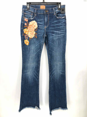 DRIFTWOOD Blue Beige Multi Embroidered Mid-Rise Flare Jeans