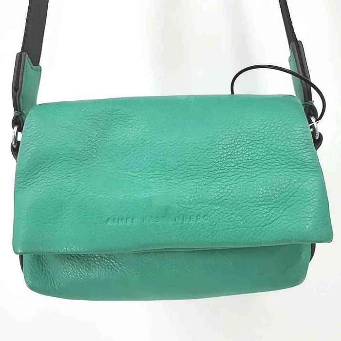 AIMEE KESTENBERG Green Black Leather Pre Loved Crossbody Purse
