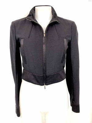 SPORTMAX Black Made in Italy Crinkle Zip Up Women Size LARGE  (L) Jacket
