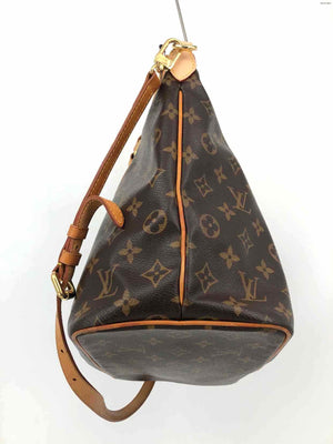 LOUIS VUITTON Brown Tan Coated Canvas Leather Trim Pre Loved AS IS Satchel Purse