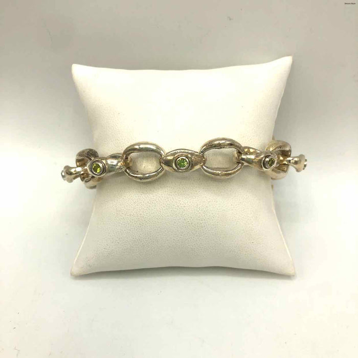 Green Sterling Silver Peridot Rectangle ss Bracelet