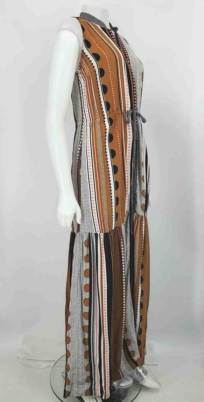 MAEVE - ANTHROPOLOGIE Tan Black & White Print Maxi Length Size 2  (XS) Dress