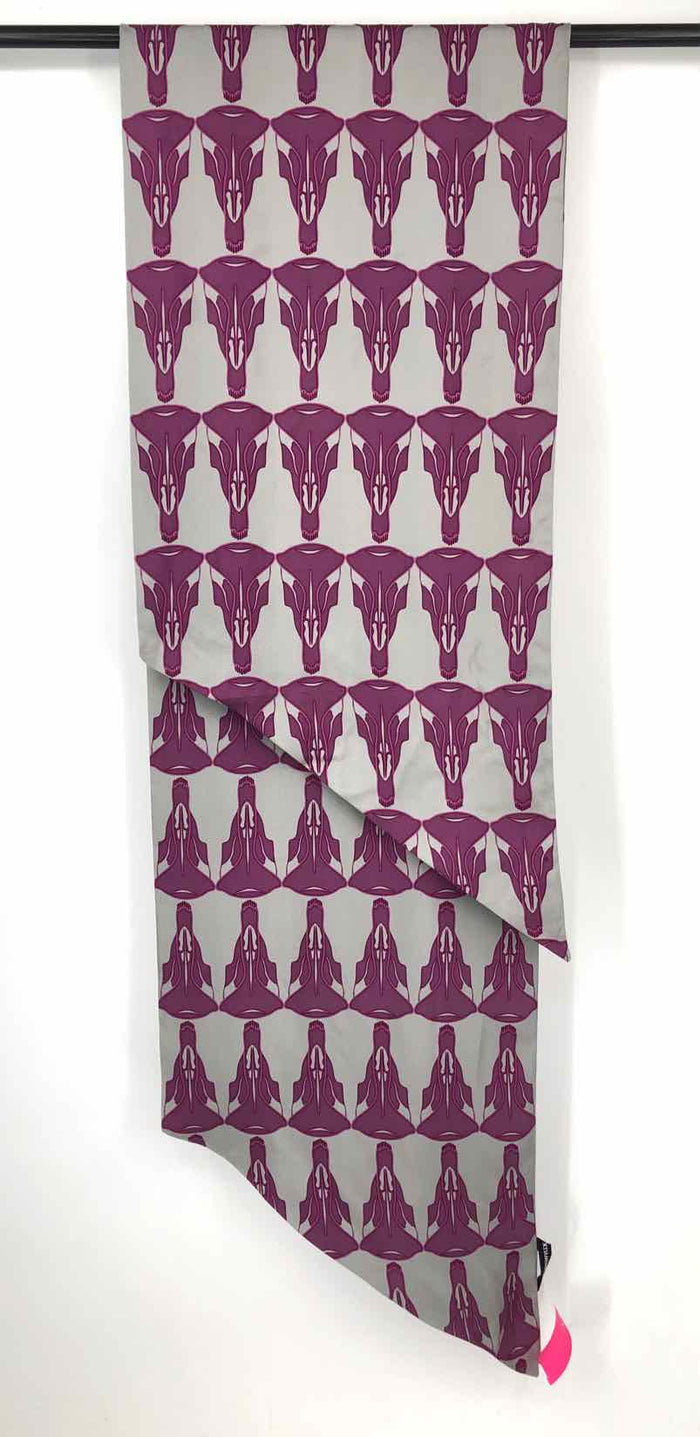 THOMAS WYLDE Gray Pre Loved Print Purple Scarf