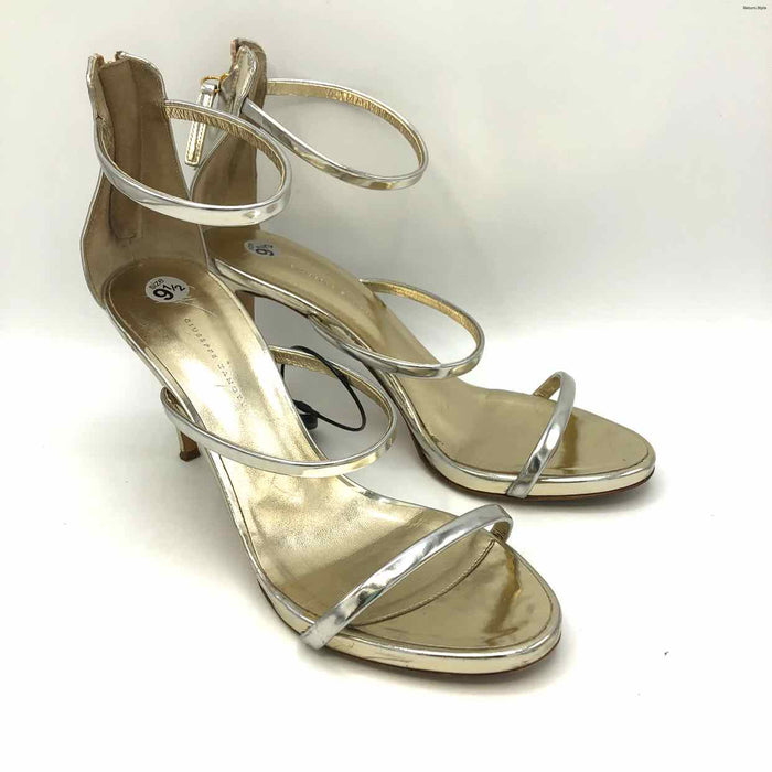 GIUSEPPE ZANOTTI Gold Leather Italian Made 4" Heel Shoes