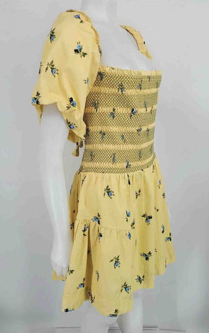 ANTHROPOLOGIE Yellow Blue Multi Floral Puff Sleeves Size X-LARGE Dress ReturnStyle ANTHROPOLOGIE Yellow Blue Multi Floral Puff Sleeves Size X-LARGE Dress ReturnStyle