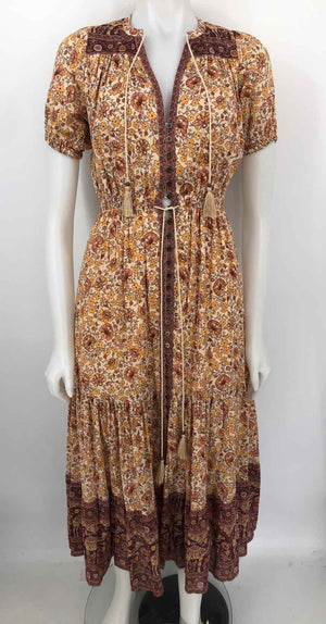 SPELL & THE GYPSY Yellow Burgundy Floral Print Maxi Length Size XXS  (XS) Dress