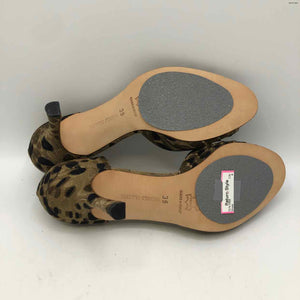 MANOLO BLAHNIK Olive Black Italian Made Animal Print 3"Heel Shoes