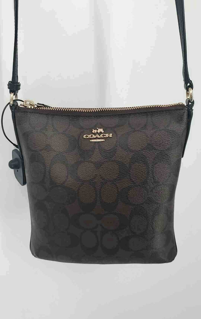 COACH Brown Black Pre Loved Monogram Crossbody Purse