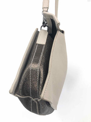 BOTKIER Lt Gray Pewter Leather Pre Loved Crossbody Purse