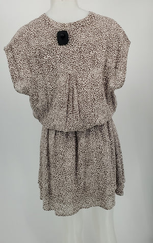 RAILS Cream Brown Animal Short Sleeves Size LARGE  (L) Dress