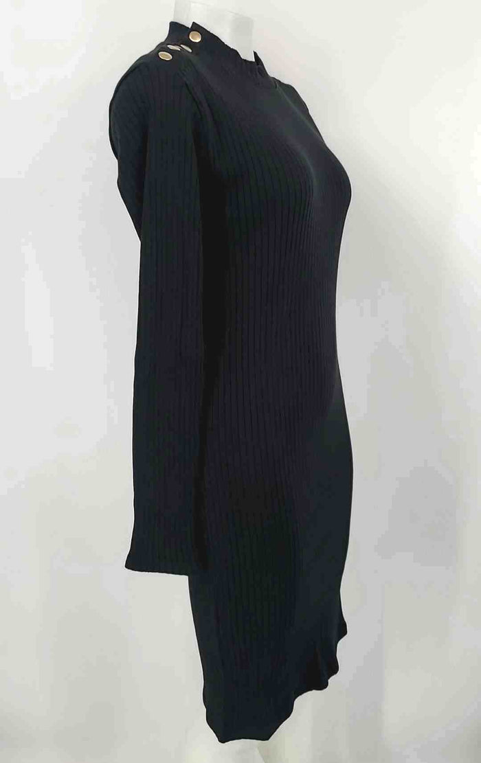 NATION Black Goldtone Snap Butttons Longsleeve Size MEDIUM (M) Dress